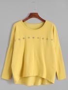 Shein Yellow Drop Shoulder High Low Buttons T-shirt