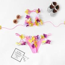 Shein Girls Appliques Self Tie Bikini Set