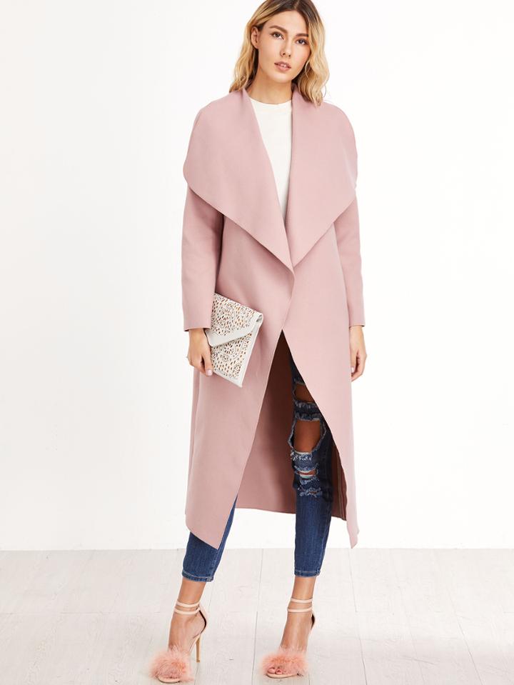 Shein Drape Collar Open Front Coat