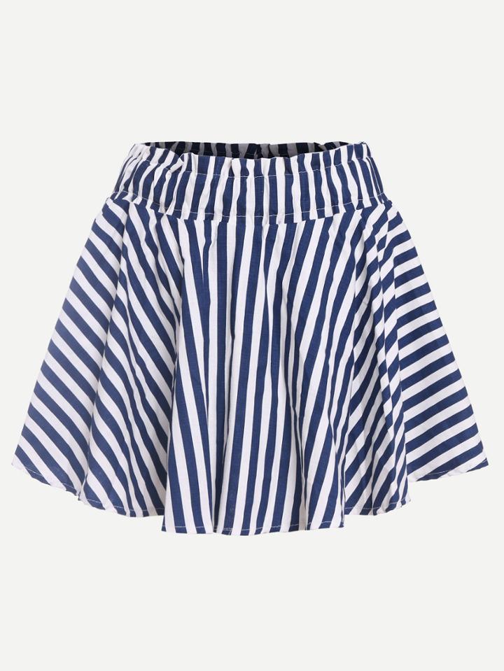 Shein Blue White Striped A-line Skirt