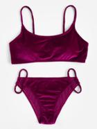 Shein Ring Detail Velvet Bikini Set