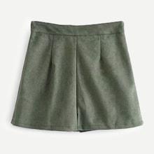 Shein Zipper Fly Solid Suede Skirt