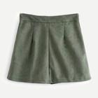 Shein Zipper Fly Solid Suede Skirt