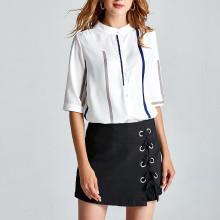 Shein Mock Neck Stripe Shirt