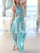 Shein Turquoise Spaghetti Strap Cut Out Maxi Dress