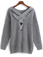 Shein Crisscross-back Hollow Sweater