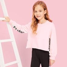 Shein Girls Letter Trim Sweatshirt