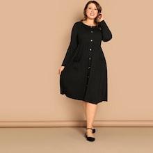 Shein Plus Pocket Front Fit & Flare Dress