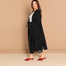 Shein Plus Button Detail Waterfall Collar Coat