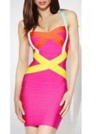 Rosewe Gorgeous Strap Design Color Block Bodycon Dress For Summer