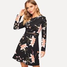 Shein Lace Insert Floral Dress