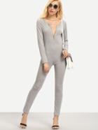 Shein Zip Front Skinny Jersey Jumpsuit