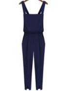 Shein Navy Criss Cross Strap Split Jumpsuits