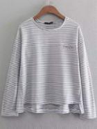 Shein Striped Letter Detail High Low Top