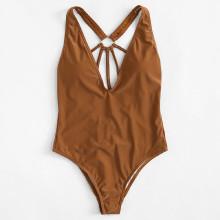 Shein V Plunge Caged Back Swimsuit