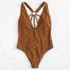 Shein V Plunge Caged Back Swimsuit