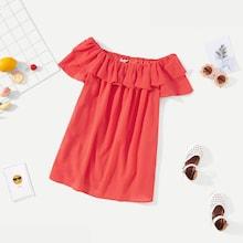 Shein Girls Flounce Layered Neck Swing Dress