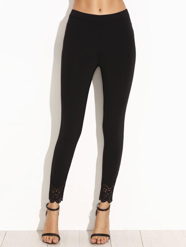 Shein Laser Cut Scallop Hem Leggings
