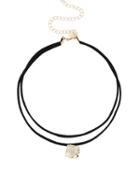 Shein Faux Crystal Cage Pendant Double Layer Choker