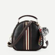 Shein Striped Detail Curved Top Bag
