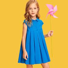 Shein Girls Button Front Box Pleated Dress