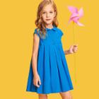 Shein Girls Button Front Box Pleated Dress
