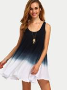 Shein Ombre Pleated Sleeveless Shift Dress