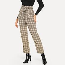 Shein Bow Tie Waist Plaid Pants