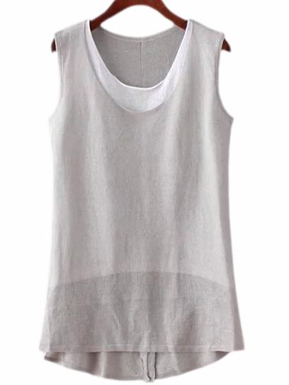 Shein Grey Buttons Split Side Dip Hem Tank Top