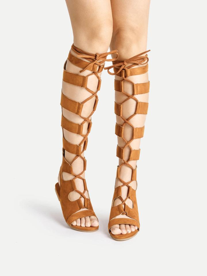 Shein Knee High Lace Up Gladiator Sandals