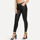 Shein Pu Zip Decoration Belted Pants