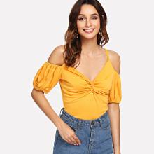 Shein Open Shoulder Twist Front Tee
