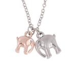 Shein Double Elephant Pendant Chain Necklace