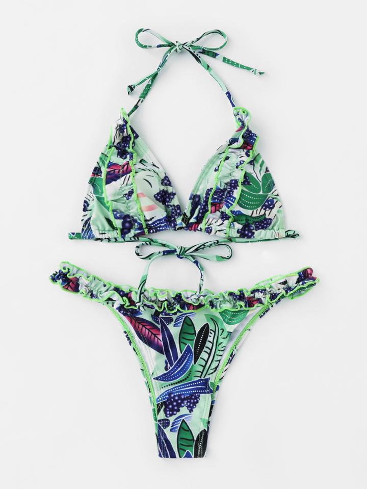 Shein Frill Detail Halter Bikini Set