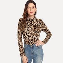 Shein Leopard High Neck Tee