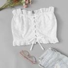 Shein Frill Lace Up Embroidery Blouse