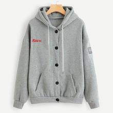 Shein Letter Embroidered Drop Shoulder Hoodie