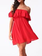 Shein Off The Shoulder Ruffle Chiffon Dress