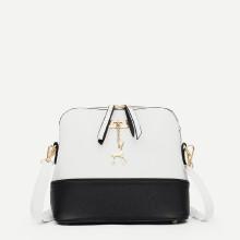 Shein Two Tone Detail Metal Deer Shoulder Bag