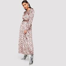 Shein Polka Dot Print Flare Velvet Dress
