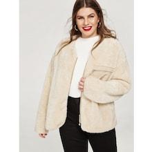 Shein Plus Pocket Teddy Coat