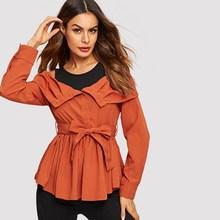 Shein Cold Shoulder 2 In 1 Belted Blouse
