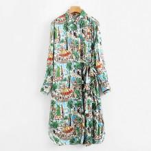 Shein All Over Printed Slit Side Shirt Dress
