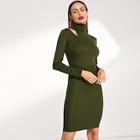 Shein High Neck Cutout Solid Dress