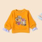 Shein Toddler Girls Contrast Sleeve Floral Print Sweatshirt