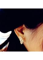 Rosewe Gold Metal Rhinestone Butterfly Shaped Earrings