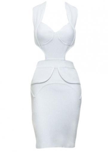 Rosewe Enchanting Hollow Design White Skinny Dress For Lady