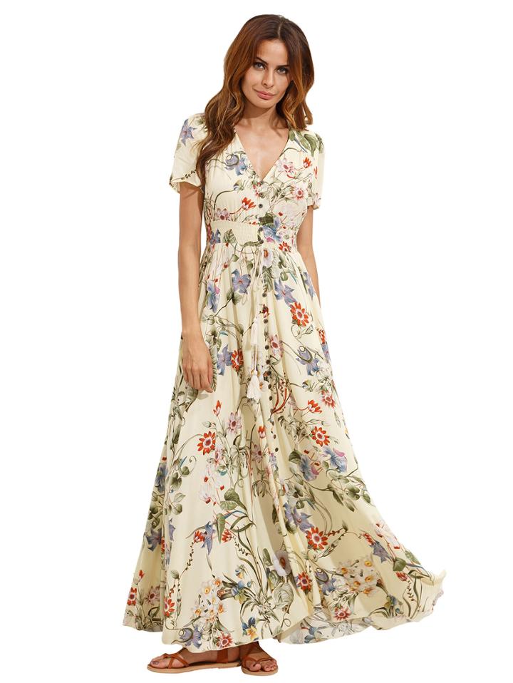 Shein Multicolor Button Down Maxi Dress