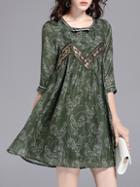Shein Cock Print Bow Sequined Dress