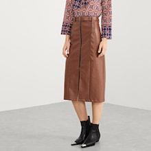 Shein Zip Front Waist Belted Skirt